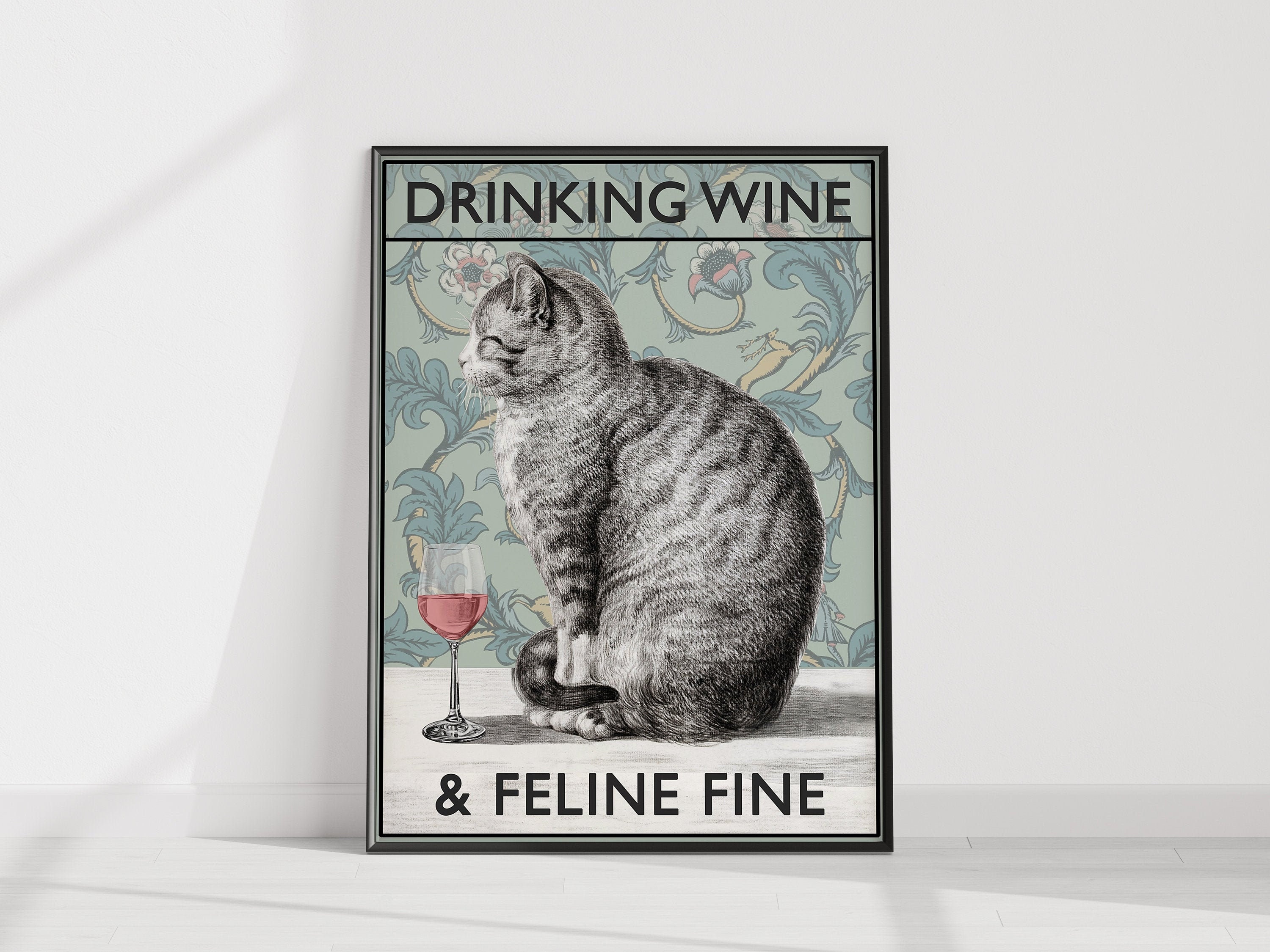 Katze Wein Hilarious Poster Vintage Poster trinken Wein Etsy