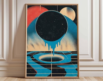 Retro Sci-Fi Space Poster, Surreal Cosmic Art