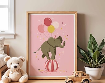 Póster infantil de circo de elefantes, decoración de pared con animales