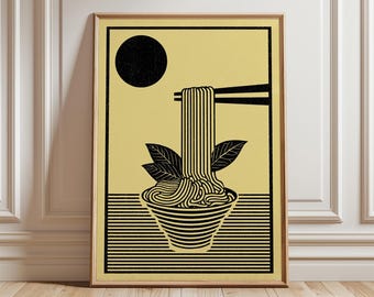 Japanese Ramen Poster, Minimalist Kitchen Print, Asian Food Art