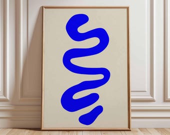 Impresión de arte mural abstracto azul / Póster moderno minimalista / Arte geométrico audaz / Diseño de líneas contemporáneas / Decoración elegante para el hogar