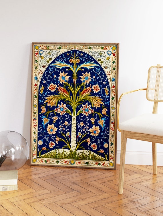 【美品】EngineeredGarments Islamic TilePrint Islamic Floral Art Print, Traditional Geometric Pattern, Muslim