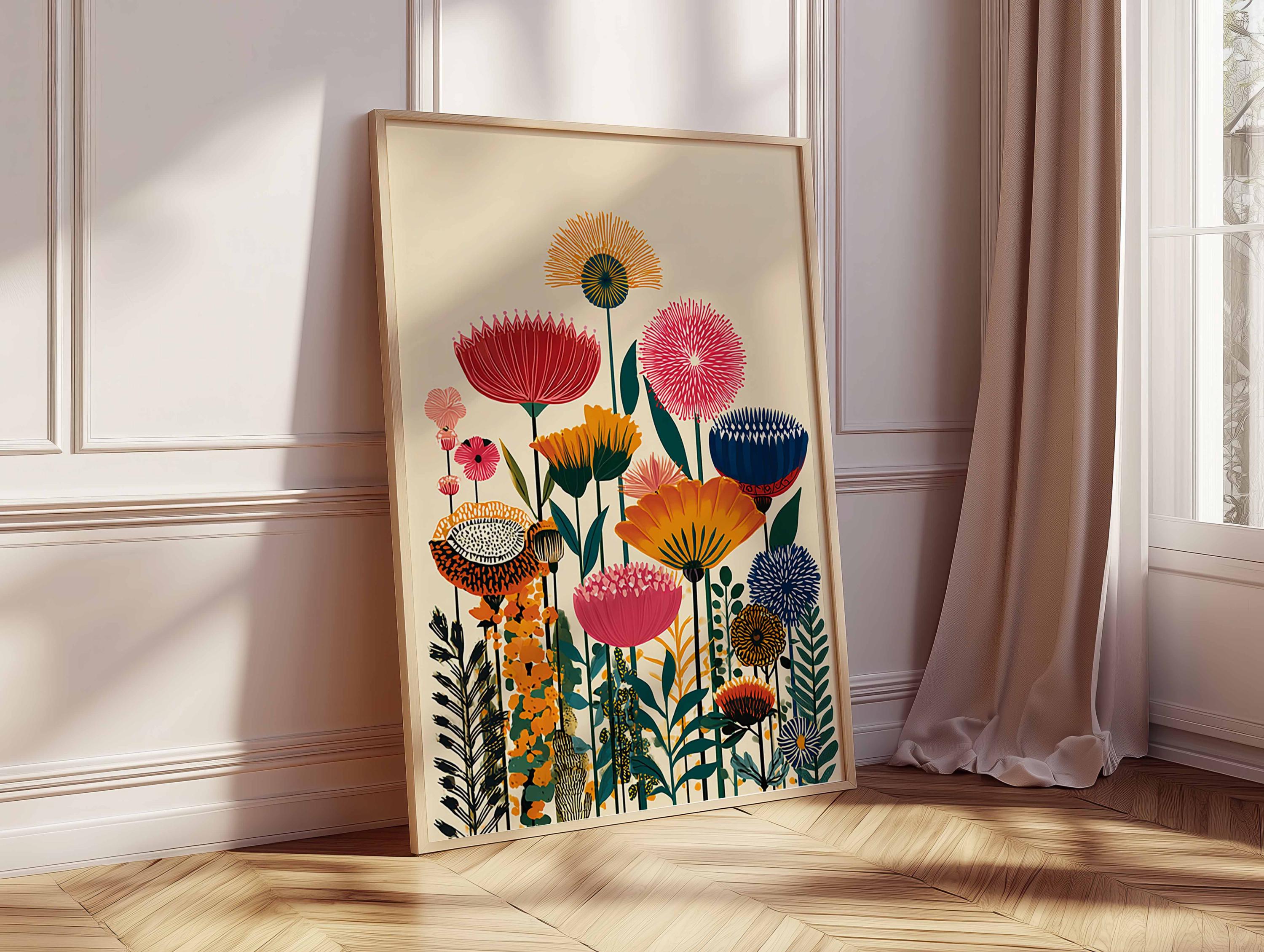 Colorful Botanical Wall Art Print, Modern Floral Poster, Vibrant Flower ...