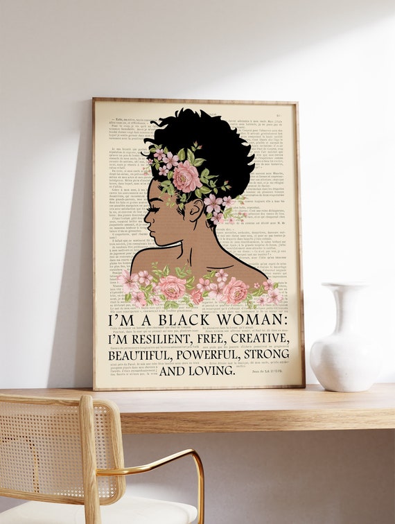 Poster femme afro-américaine – Poissons – Affiche de femme noire – Art  mural positif de motivation noir CPS007 : : Maison