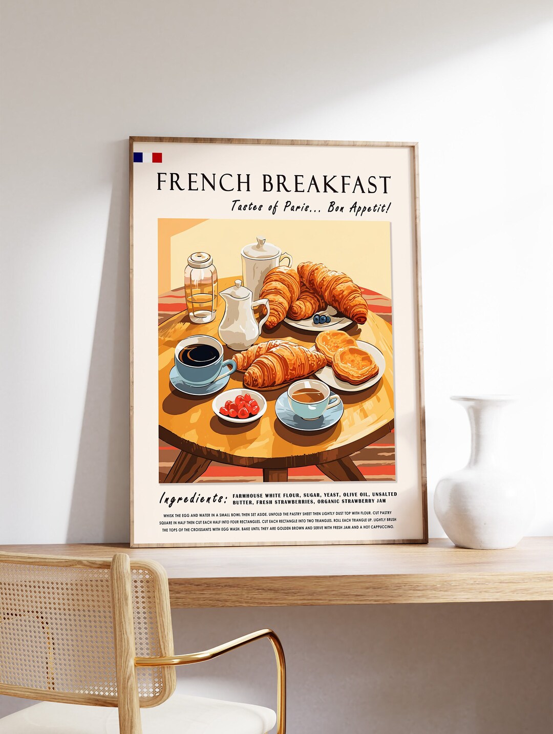 French Breakfast Poster, French Croissants Food Print, French Breakfast ...