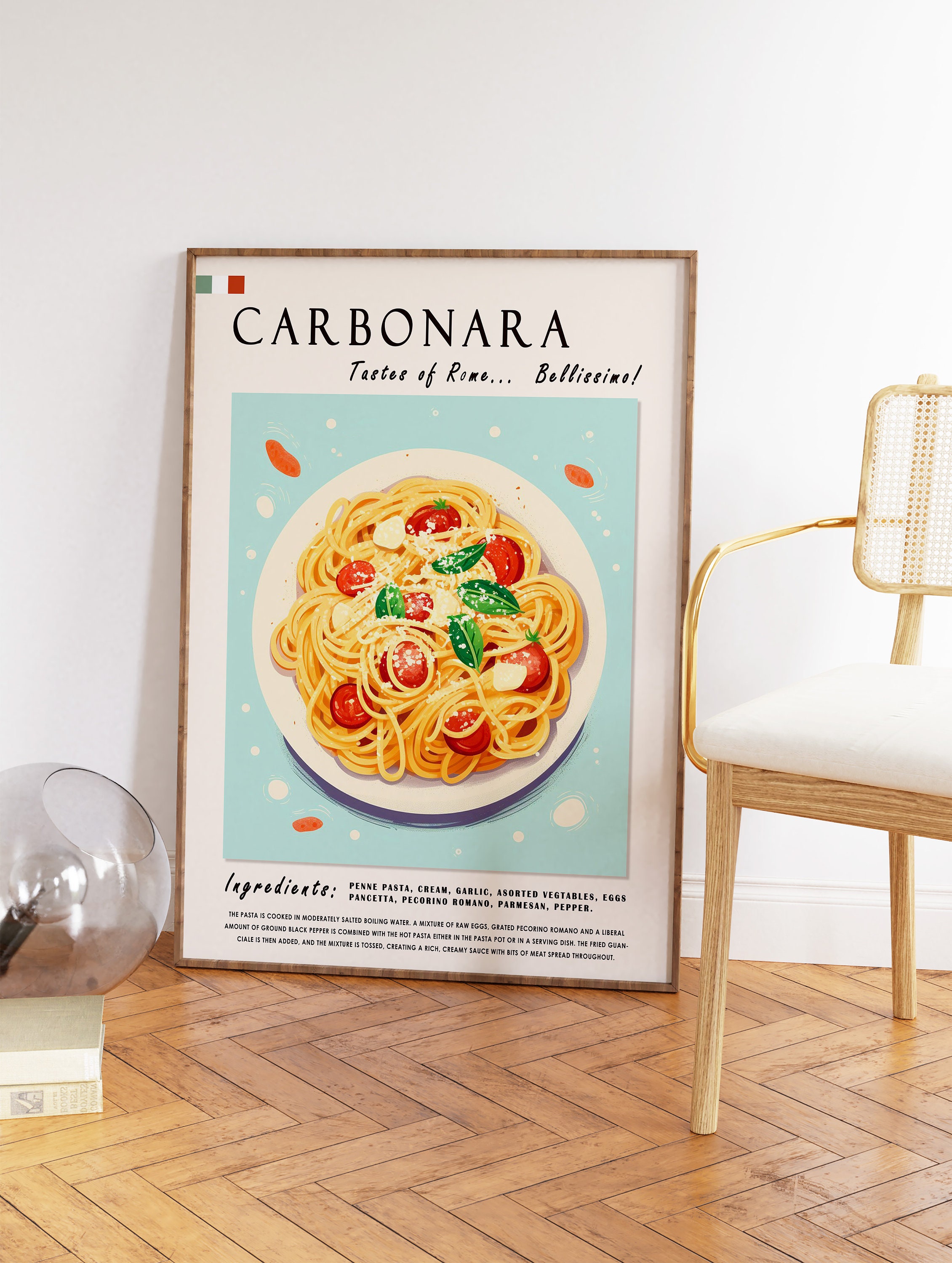 Affiche Déco Murale Pizza Italie - Poster 30x40cm Cuisine Salon Art Mural Moderne