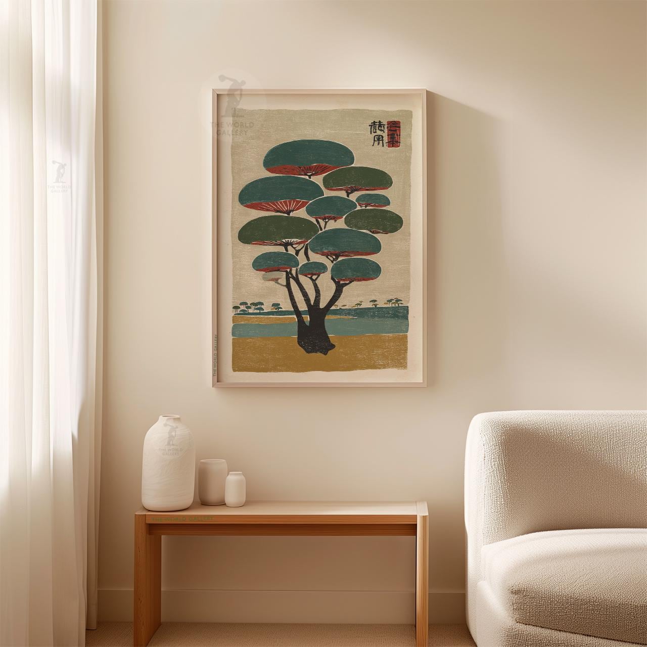 Japanese Tree Poster | Woodblock Style Wall Art Print | Minimal Nature ...