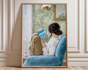 Reading Woman Art Print | Cozy Literary Home Decor