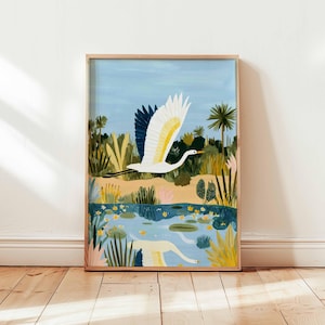 Crane Poster, Bird Wall Art, Japanese Crane Print, Minimalist Bird Poster, Nature Art Print, Animal Wall Decor, Crane Bird Gift