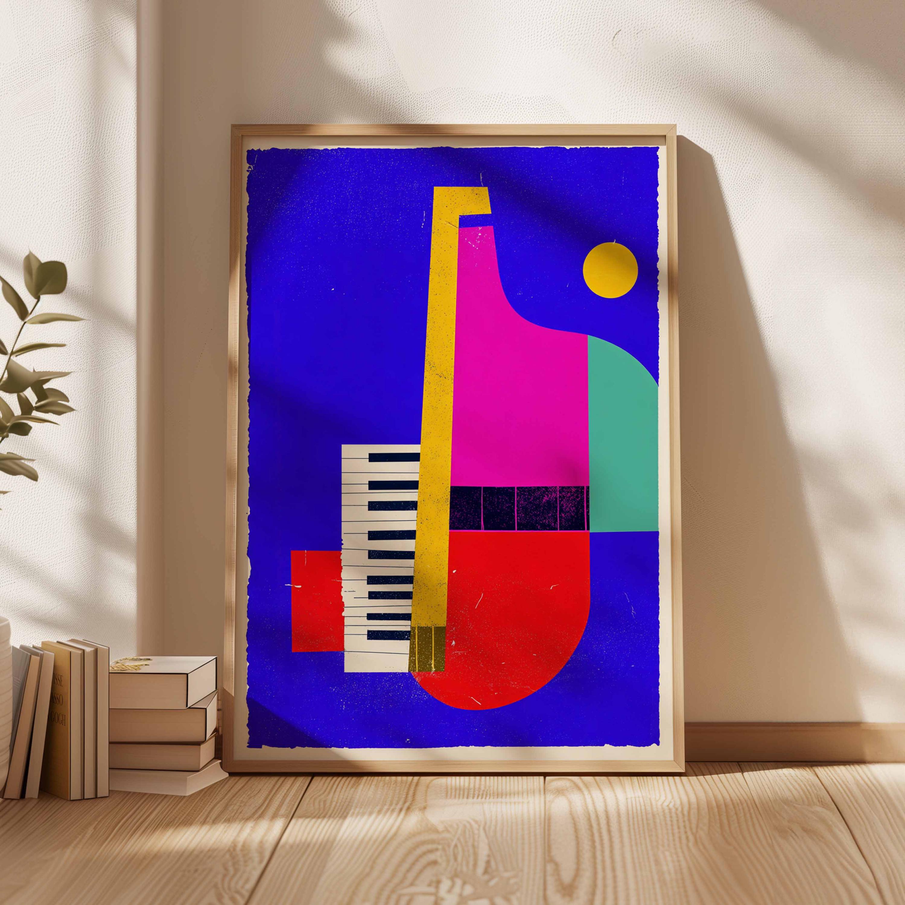 アート・デザイン・音楽 Walter Hamma Meister italienischer Abstract Piano Art Print, Geometric Mid Century Modern Music
