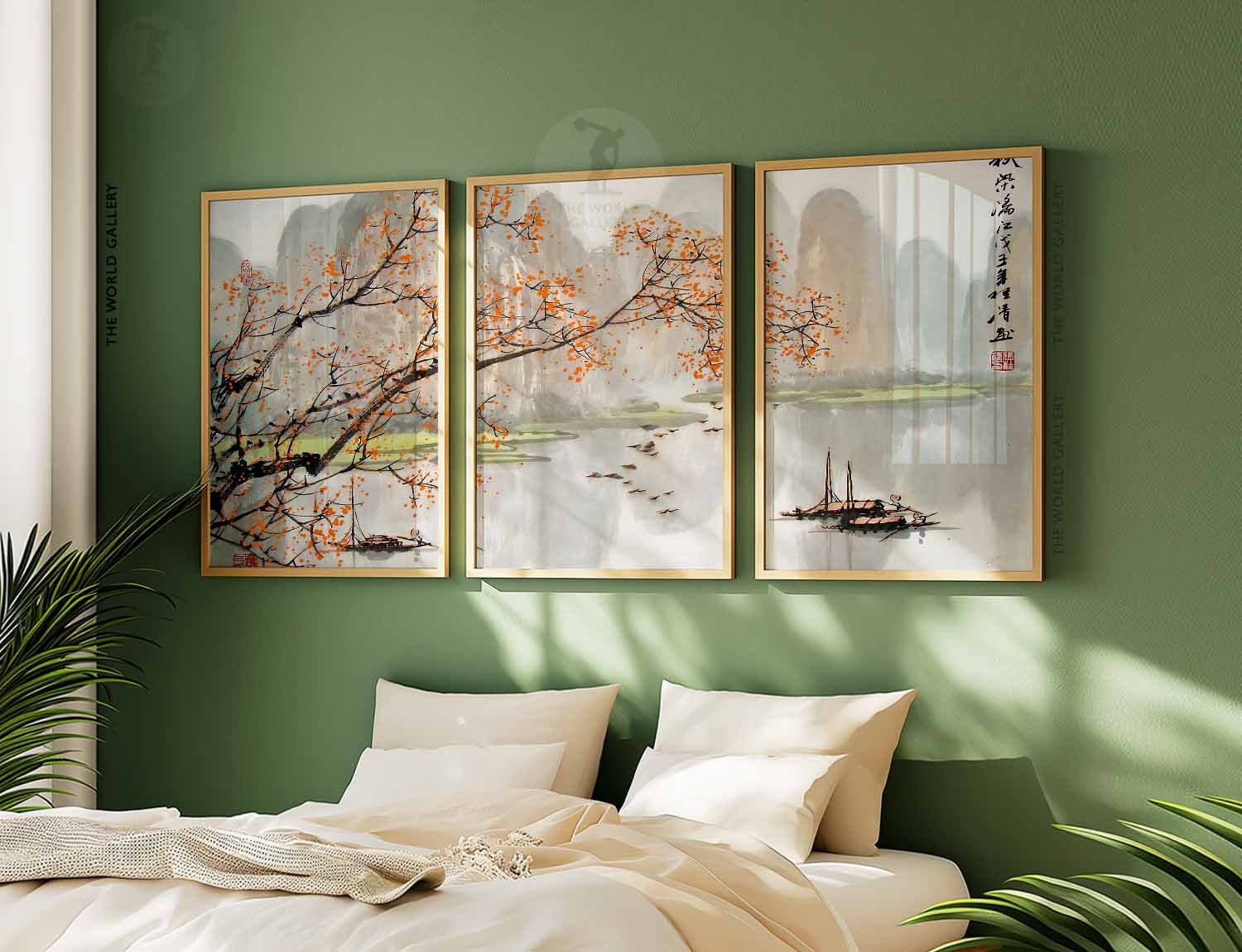 Japanese Wall Art Set of 3 Posters, Japanese Wall Print, Floral