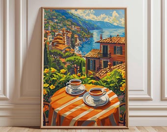 Italian Espresso Poster, Retro Coffee Art, Kitchen Decor