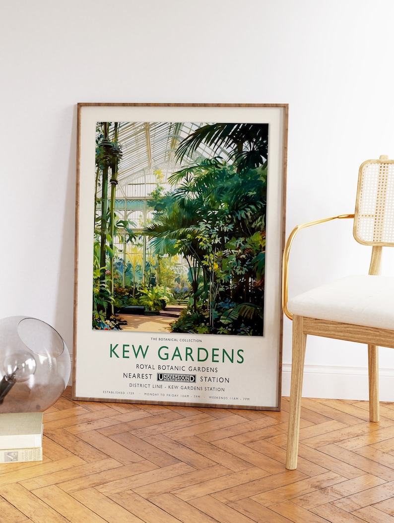 Kew Gardens Print, London Print, Botanical Gardens Print, William Morris Poster, Vintage Wall Art, Floral Art, Vintage Poster, A1/A2/A3/A4 image 3