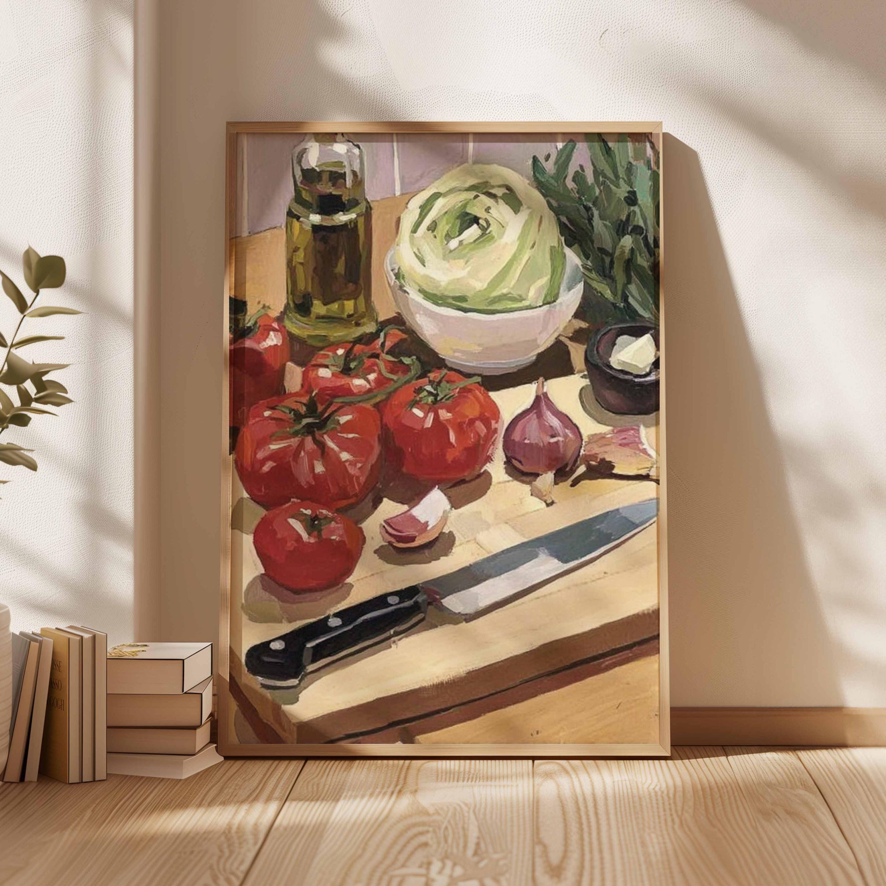 Still Life Kitchen Art Print | Realistic Food Painting Poster | Rustic ...