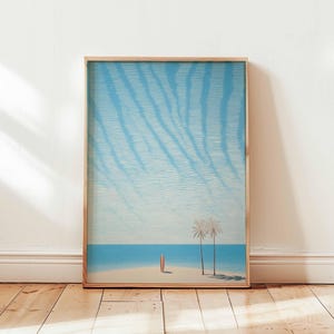 Blue Surfing Poster, Retro Surf Print, Beachy Wall Art, Blue Wall Art, Summer Ocean Print, Dopamine Decor, Beach Poster, Coastal Decor