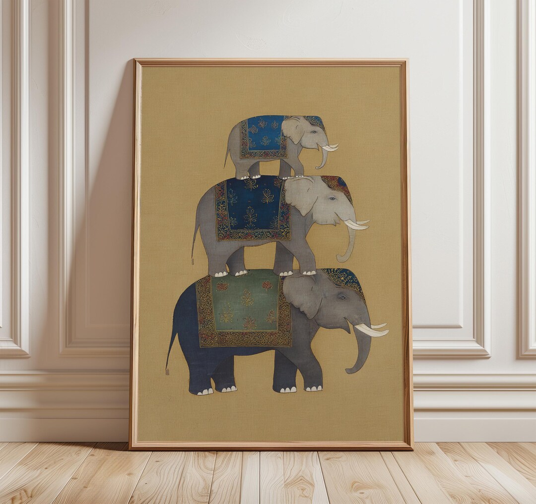 Stacked Elephants Art Print, Indian Folk Art, Boho Home Decor - Etsy