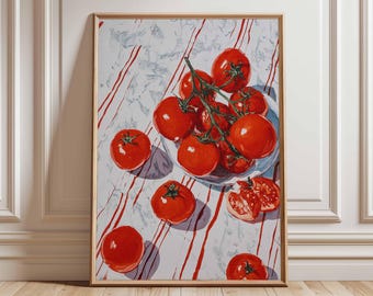 Impression d'art nature morte aux tomates | Affiche de cuisine moderne