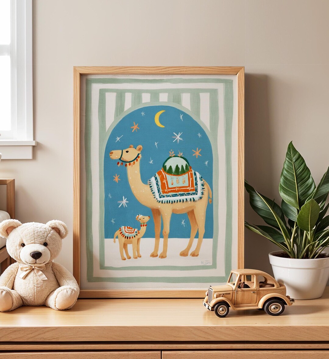 Camel Nursery Wall Art, Desert Animal Illustration, Boho Kids Room ...