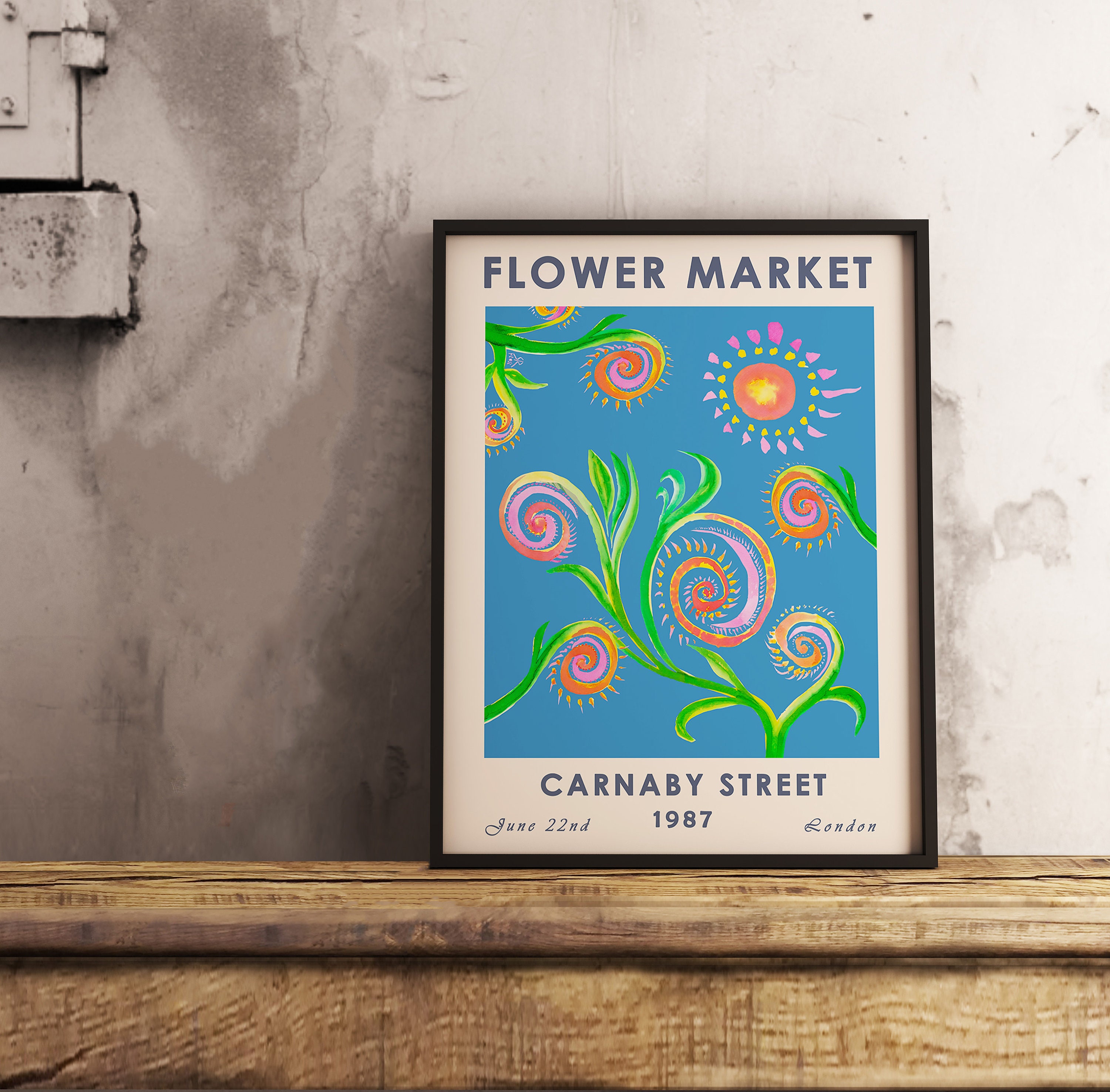 Flower Market London Poster Flower Market Art Print Floral Etsy UK