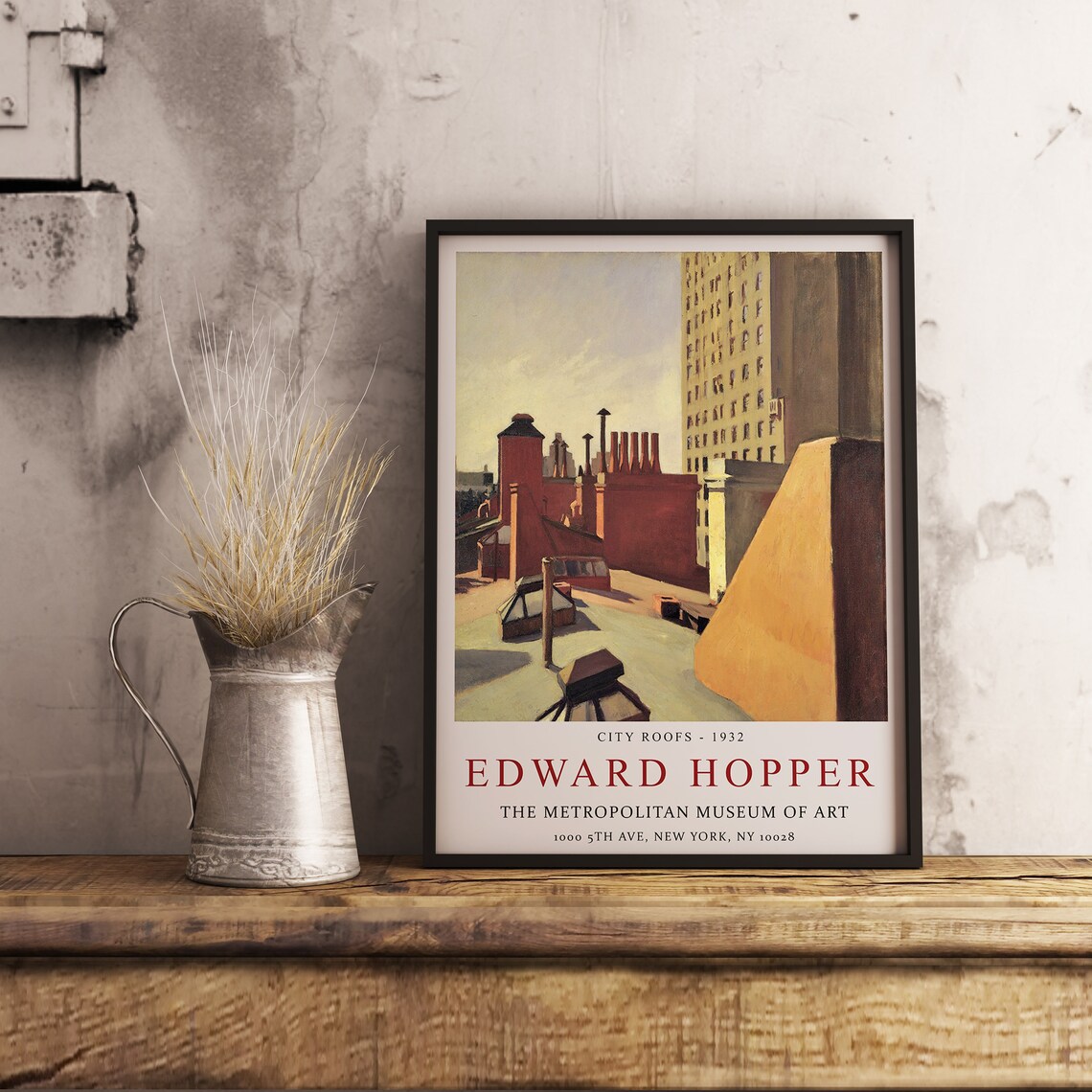 Edward Hopper Exhibition Poster City Roofs Wall Art Decor Etsy