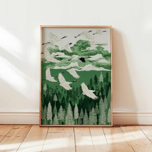 Crane Poster, Bird Wall Art, Japanese Crane Print, Minimalist Bird Poster, Nature Art Print, Animal Wall Decor, Crane Bird Gift