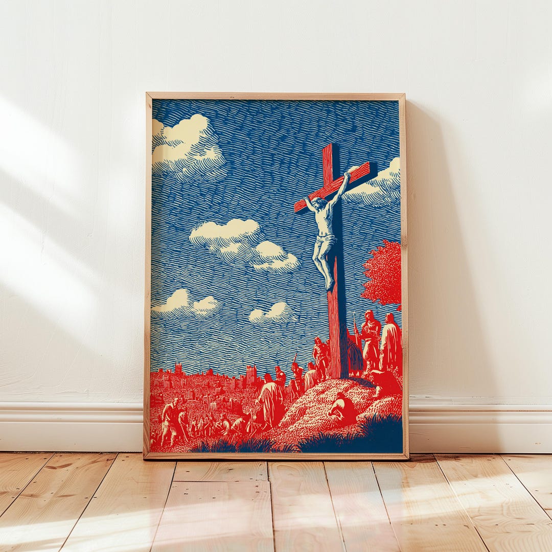 Jesus on Cross Poster | Christian Crucifixion Wall Art Print | Biblical ...