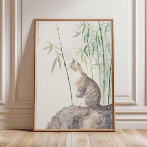 Japanese Cat Poster, Cat Print, Animal Art Print, Wall Art Decor, Vintage Art, Retro Art, Realist Art Print, Cat Lovers Gift, A1/A2/A3/A4