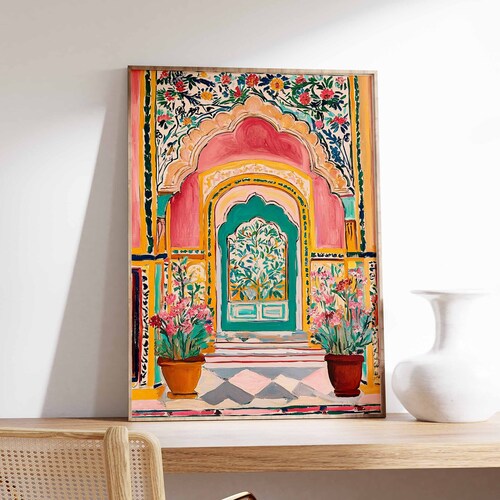 Botanical Mosque Art Print, Middle Eastern Boho Decor