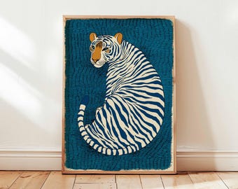Póster moderno de tigre, arte mural de animales llamativos, decoración de la jungla