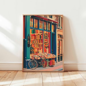 Vintage Bookshop Poster, Old Bookstore Print, Antique Book Lover Wall Art, Cozy Reading Decor, Literary Posters, Library Gift Idea