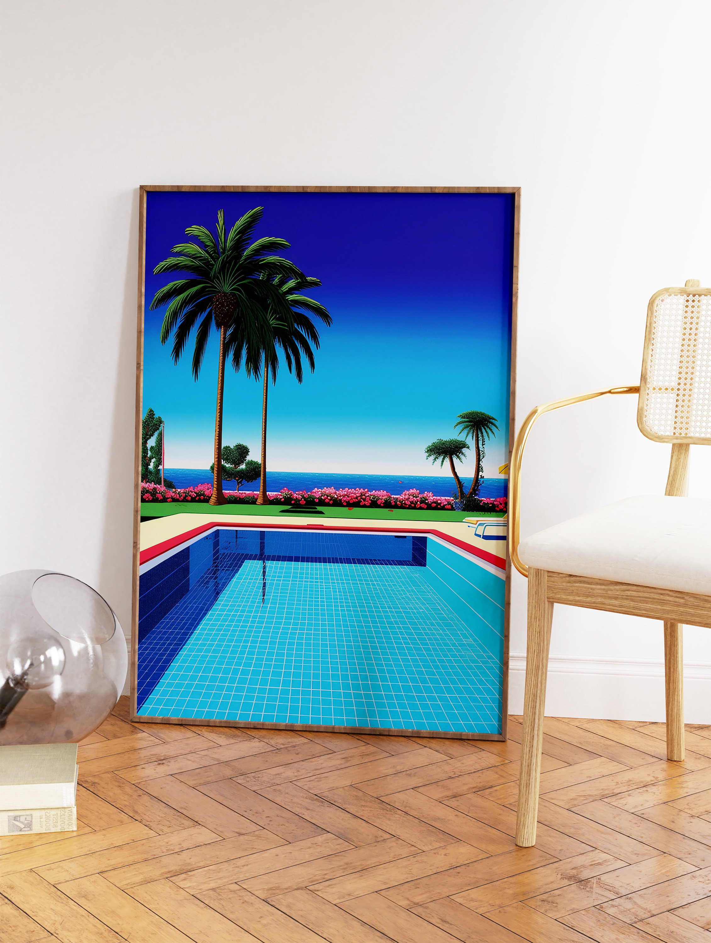 Miami Pool Print, Retro 80s Beach Art, Sunset Poster - Etsy