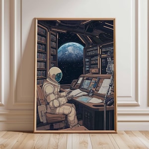 Póster retro de ciencia ficción, decoración cósmica surrealista de los años 70, póster espacial futurista, impresión de paisaje vintage, obra de arte espacial para dormitorio y sala de estar.