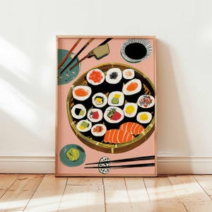 Sushi Poster, Japanese Food Wall Art, Kitchen Decor Print, Sushi Roll Print, Modern Dining Room Poster, Sushi Gift Wall Art