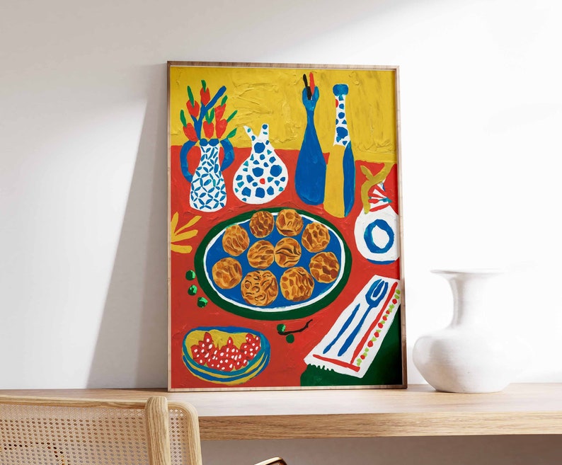 Dinner Table Food Print, Arabic Food Print, Islamic Decor, Kitchen