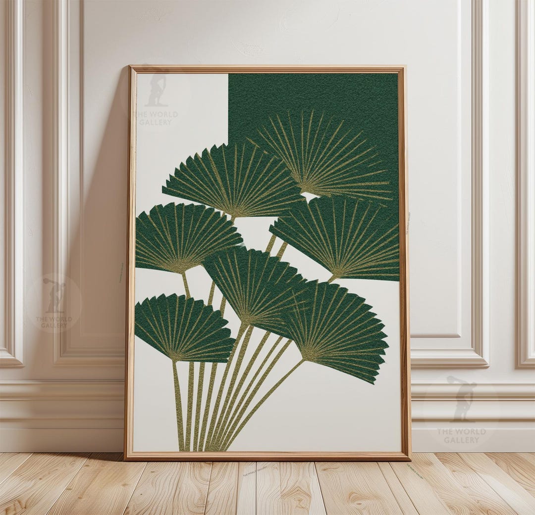 Palm Leaf Botanical Poster | Tropical Fan Palm Wall Art | Minimalist ...