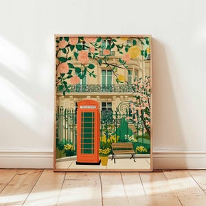 Telephone Poster, Vintage Phone Wall Art, London Poster, Retro Prints, British Decor, Red Booth Print, Iconic Gift Poster