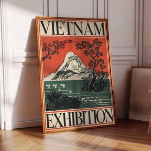 Retro Vietnam Exhibition Poster, Vietnamese Wall Art, Vietnam Gift, Botanical Print, Floral Wall Art, Tropical Decor, Vietnam Decor