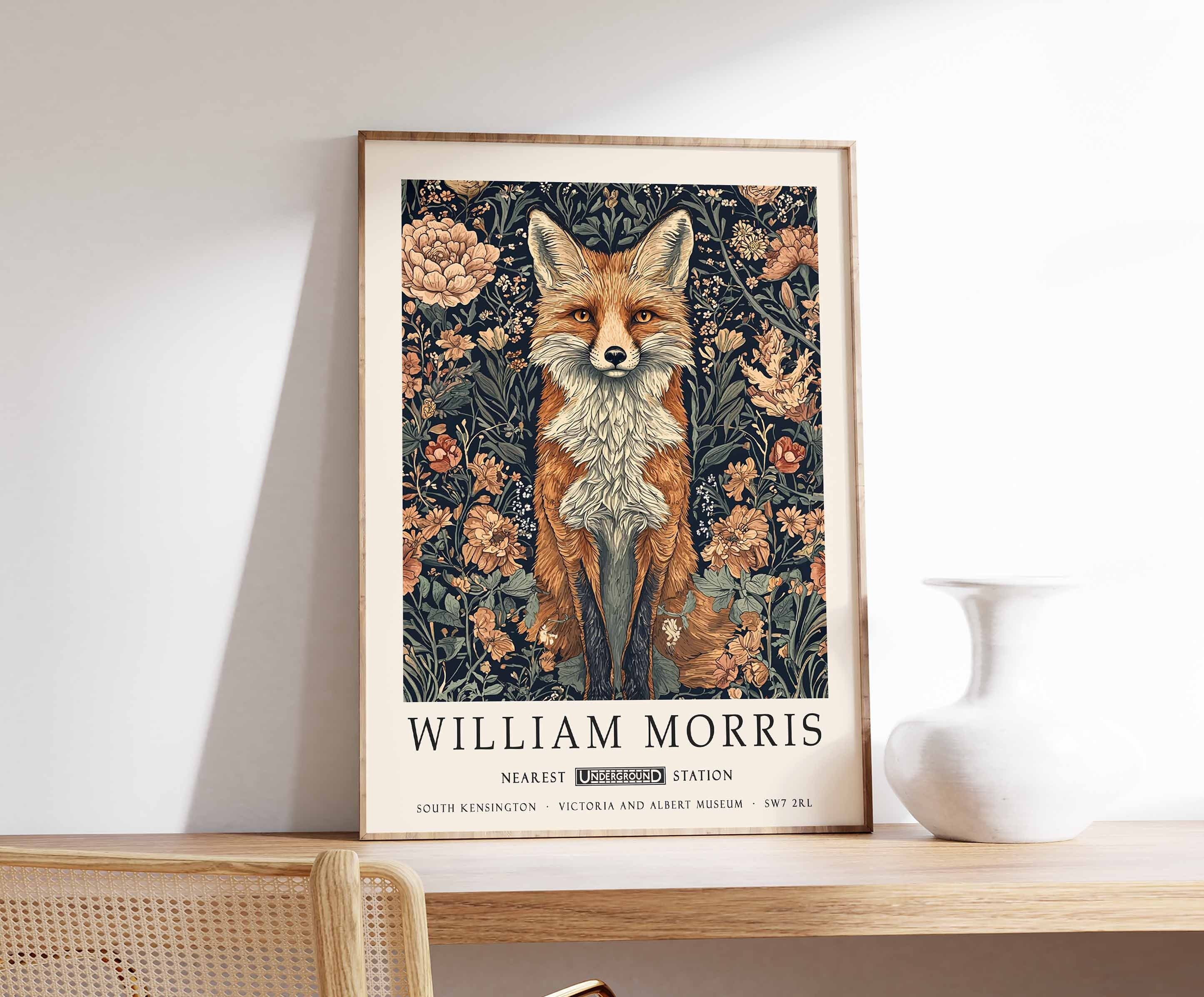 William Morris Fox Print, Botanical Jungle Art - Etsy Israel