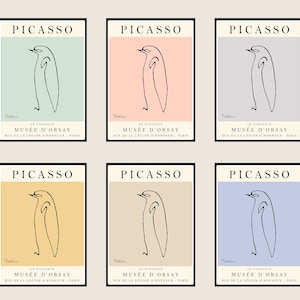 Póster de Picasso, El Pingüino, Elige un color, Arte de calidad de galería, Arte vintage, Póster minimalista, Impresión artística, Regalo ideal