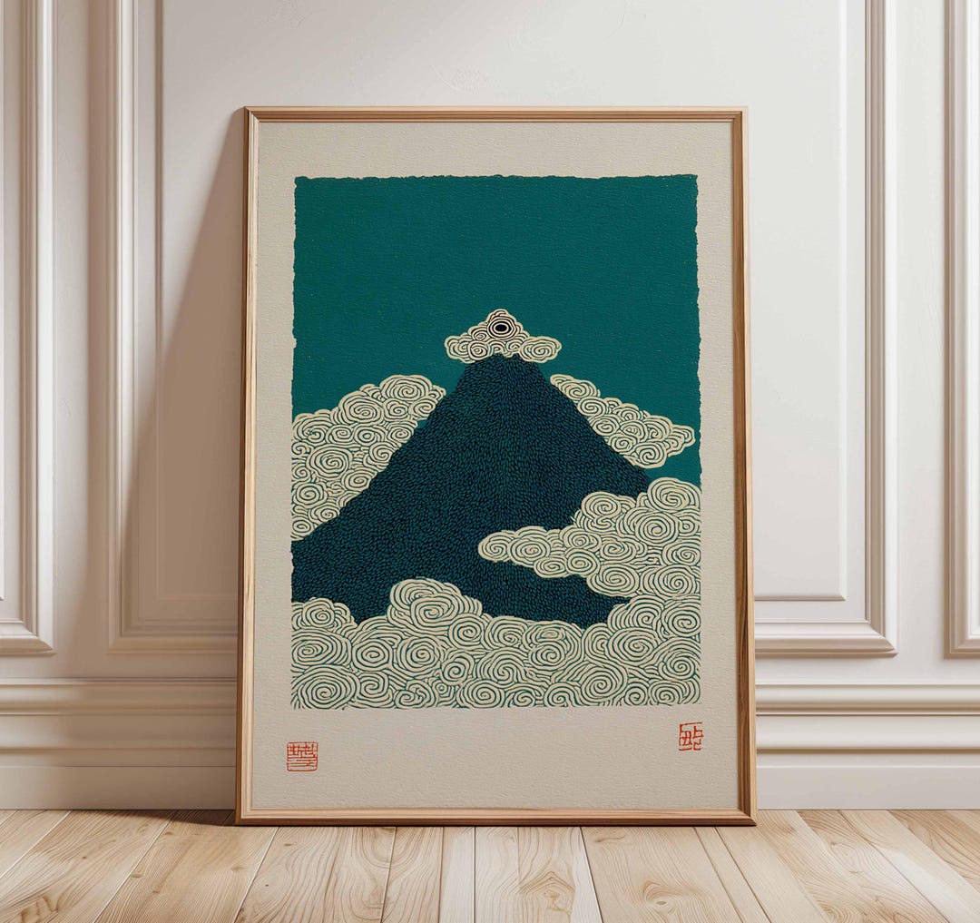 Mount Fuji Poster, Japanese Minimalist Art Print, Retro Landscape Wall ...