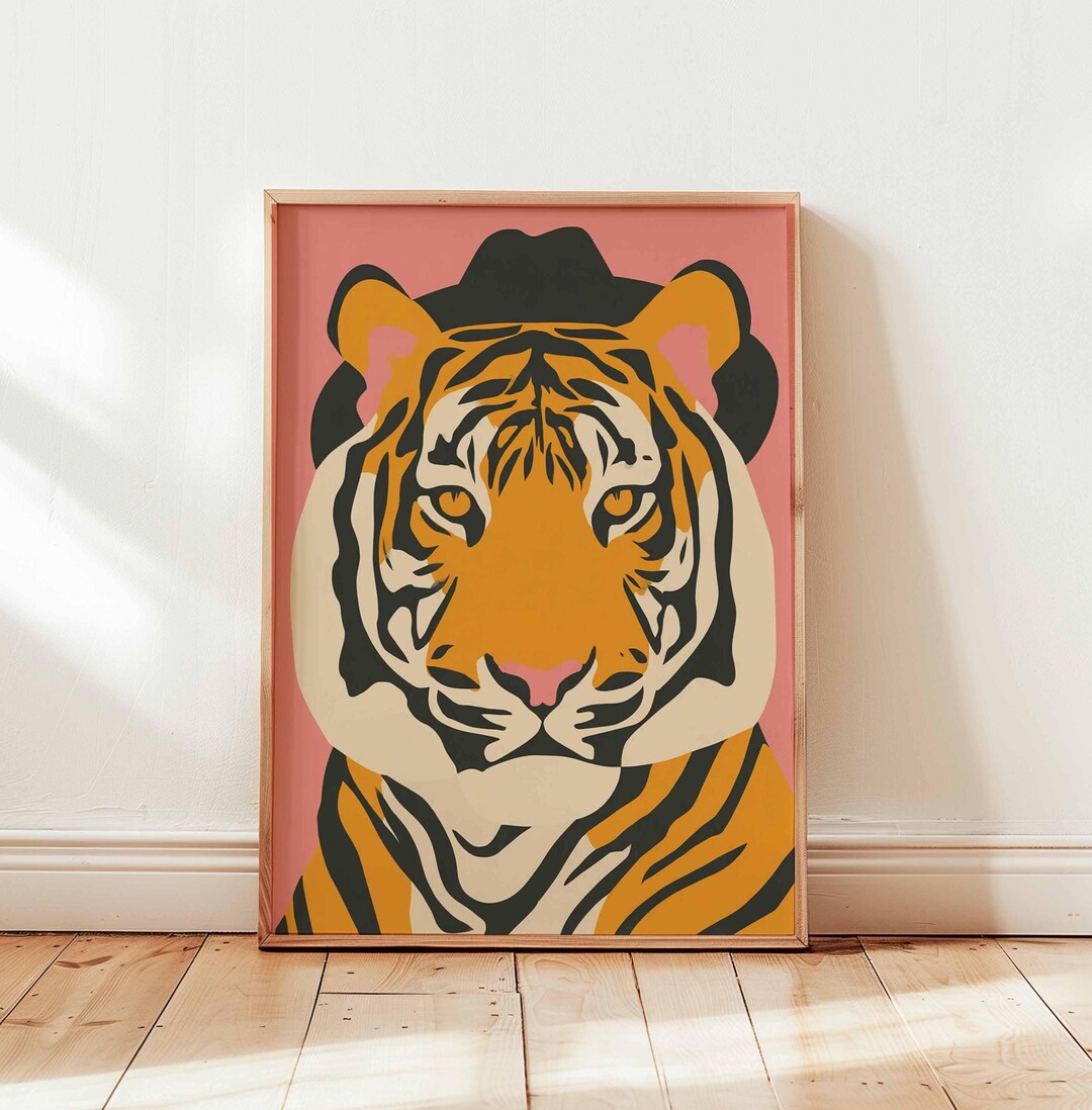 Bold Tiger Portrait Poster, Modern Jungle Animal Wall Art Print ...