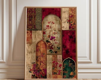 Persischer Blumenbogen Poster, kunstvoller Druck im Gobelinstil