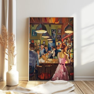 Impresión de barra de cócteles retro, póster de cócteles vintage, arte de comida y bebida, póster de cocina, decoración de cocina, arte de ilustración de comida, póster de comida