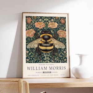 William Morris-bijprint, botanische bloemenmuurkunst