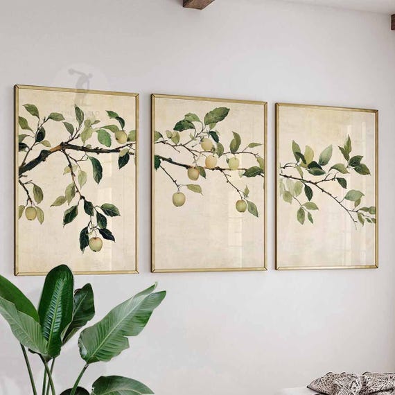Vintage Apple Tree Prints, Botanical Farmhouse Decor (set of 3) - Etsy