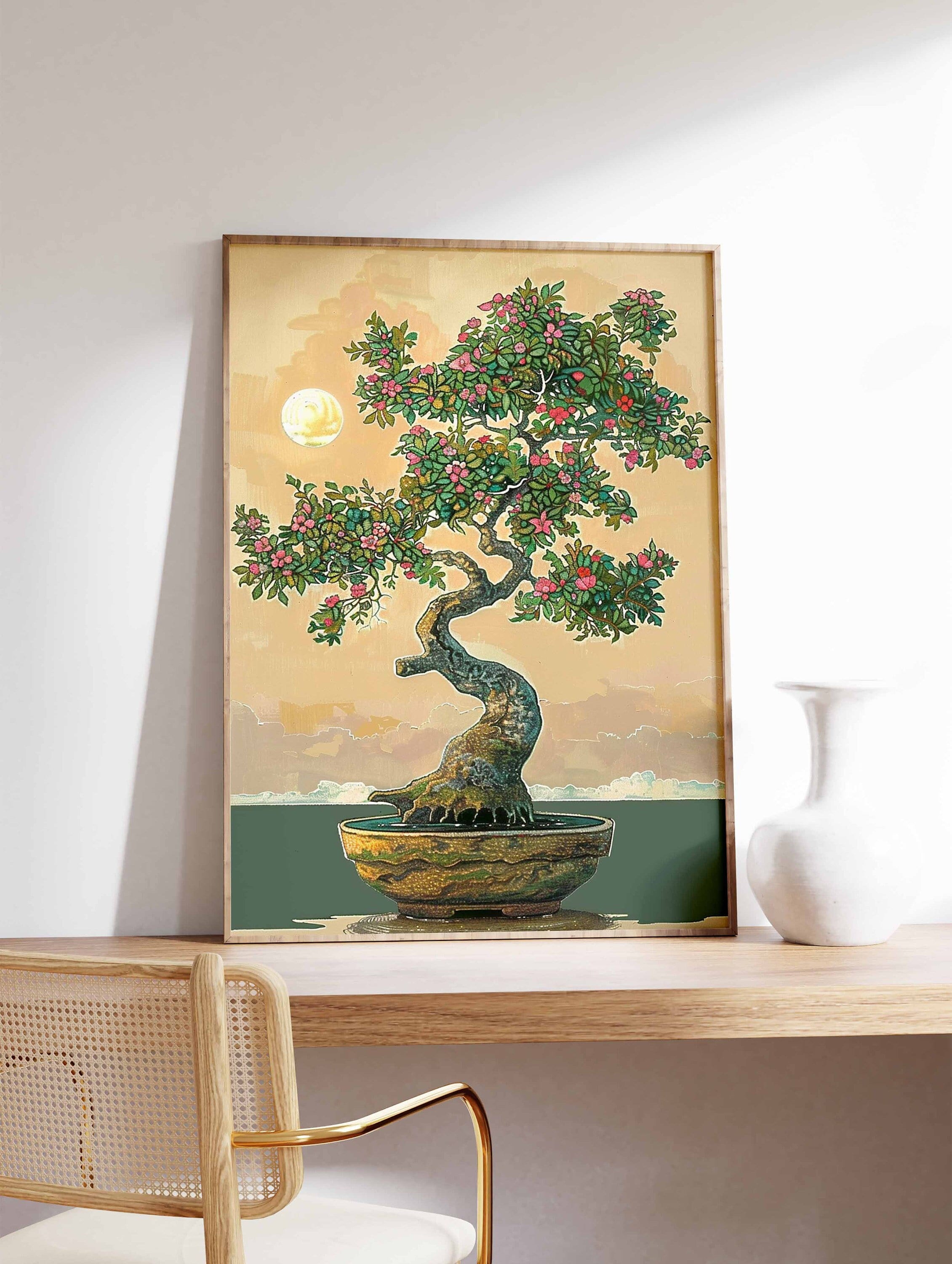 Japanese Bonsai Tree Art Print, Oriental Wall Decor - Etsy