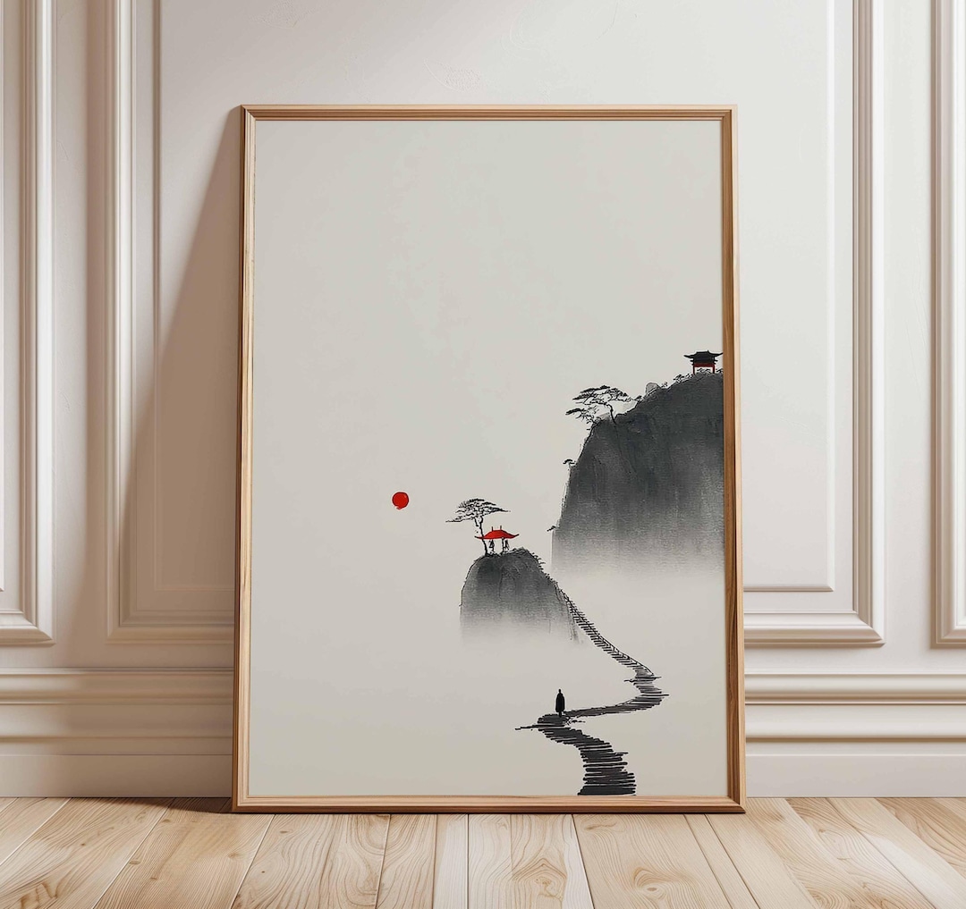 Zen Japanese Landscape Wall Art Print, Minimalist Asian Poster, Wabi ...
