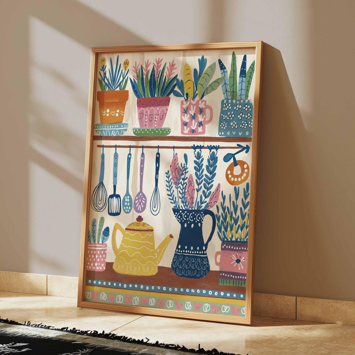 kitchen print - art for kitchen -colourful kitchen... Colorful Kitchen Wall Art, Kitchen Decor, Floral Poster, Boho ...