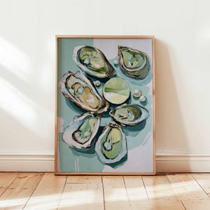 Oyster Poster, Seafood Print, Coastal Wall Art, Nautical Decor, Kitchen Food Poster, Oyster Illustration Print, Oyster Lover Gift