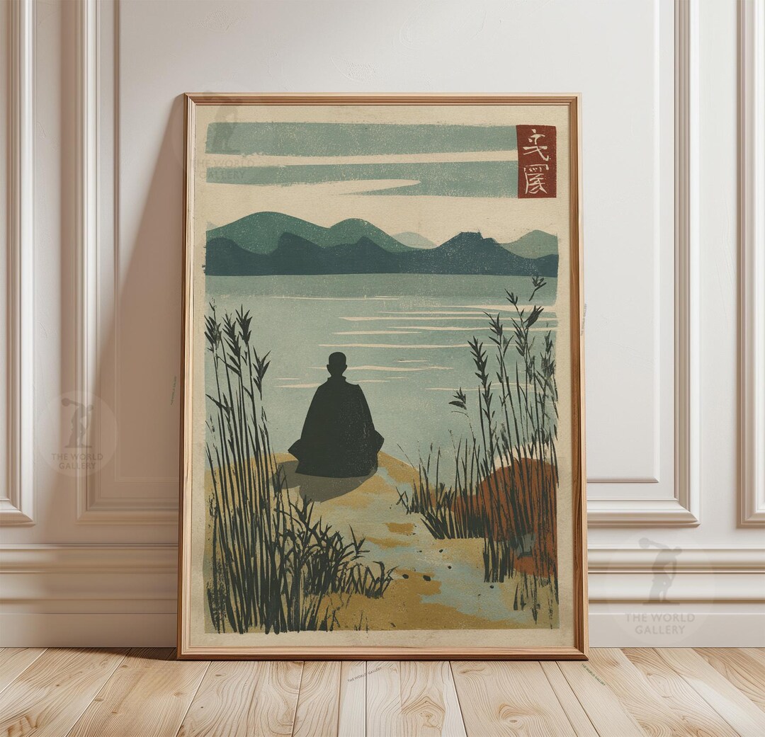 Zen Meditation Lake Poster | Japanese Style Landscape Art | Vintage ...